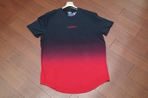 Hollister グラデーション ロゴ刺繍 Tシャツ 半袖/L/黒〜赤/ メンズ ホリスター アバクロ カットソー a&f ラウンド カーブ ヘム_画像2