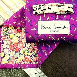 ●5-0716●在庫処分SALE●ポールスミス「人気の裏地・花モデル/サクランボ・さくらんぼ」【Paul Smith】ネクタイ●の画像1