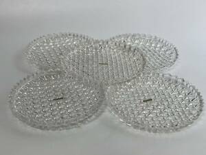 未使用品 KAMEI GLASS カメイ ガラス 亀井 クリスタル 皿 5客 5枚 高級品 食器 キッチン プレート パーティ 昭和レトロ 中皿 