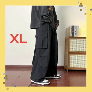 カーゴパンツ　ワイドパンツ　ワークパンツ　ミリタリー　メンズ　レディース　黒　　