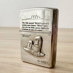 T864w 特別限定品 ZIPPO MOAI No.0207 モアイ 固有番号入 ジッポ オイルライター 火花OK