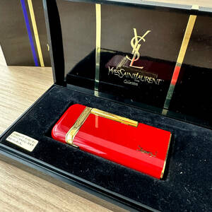 T871w 着火確認済 YSL イヴサンローラン ガスライター サイドローラー Yves Saint Laurent 箱 ケース付