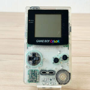 T876 動作良好 Nintendo ゲームボーイカラー クリア GBC 本体 GAME BOY COLOR 任天堂 レトロゲーム機 電池端子交換済 