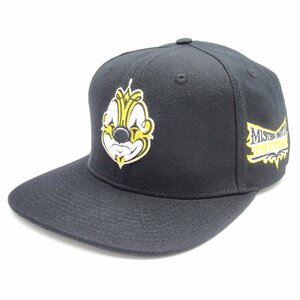 MISTER CARTOON PINSTRIPE CLOWN SNAPBACK CAP BLACK GOLD ミスターカートゥーン ピンストライプ クラウン キャップ ハット ブラック 帽子