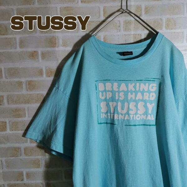 STUSSY ステューシー Tシャツ 半袖 水色 ライトブルー XL