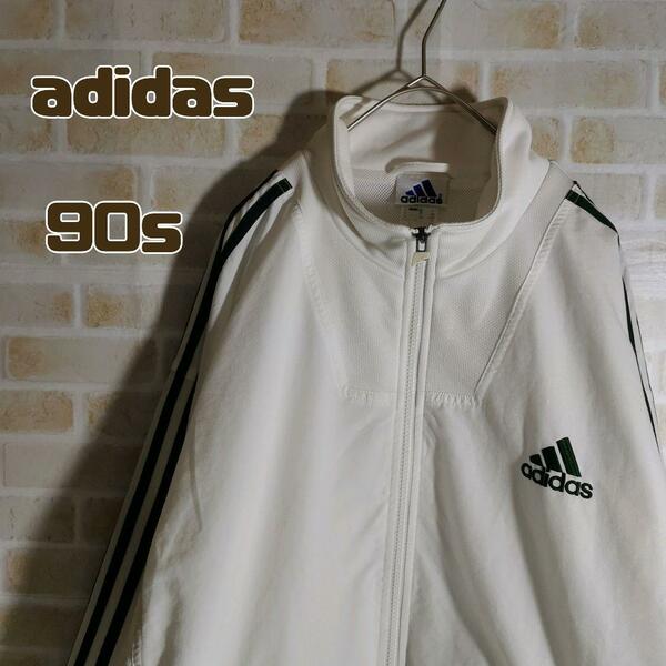 アディダス adidas 90s ナイロン ジャケット 白 緑 パフォーマンス