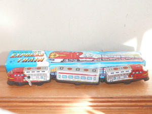 ブリキの3両編成列車 箱付き 中国製 百宝 寧波玩具廠 昭和レトロ