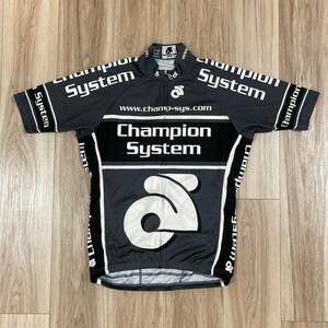 送料無料★美品 チャンピオンシステム S メンズ 半袖 サイクルジャージ Champion System レースカット 3ポケット 定番 良質品 n30 濃グレー