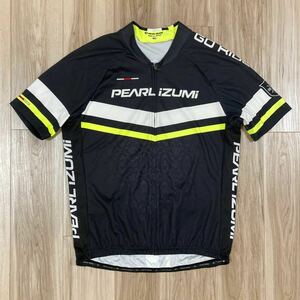 送料無料★パールイズミ BXL (幅広XL) メンズ 半袖 サイクルジャージ 日本製 PEARL IZUMI ビッグロゴ 両サイドメッシュ系 良質品 n21 黒系