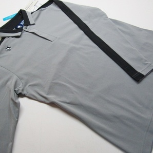 ◆高品質!ＤＥＳＣＥＮＴＥデサントGOLF\13200.共襟デザイン長袖ポロシャツ(M)グレー/ブラック/新品◆の画像2