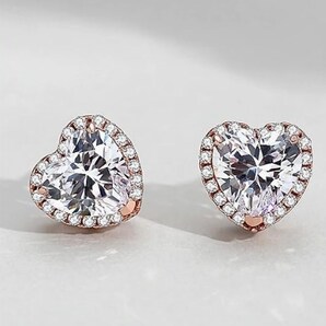 Amazon限定ブランド 37.2℃ ハートピアス 18Kコーティングシルバー925 ジルコニア ラッキーハート