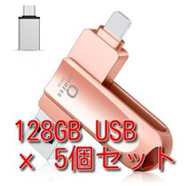 Xiaxee USBメモリ 128GB 4in1 ピンク 【新品5個セット】 _画像1