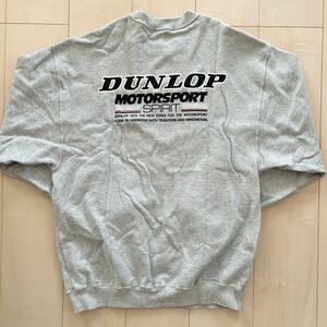 90s　DUNLOP　ダンロップ　クルーネック　長袖　スウェット　トレーナー　メンズ　Lサイズ　グレー　日本製　レトロ　ヴィンテージ