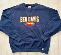 BEN DAVIS　ベンデイビス　肉厚　ヘビーウェイト　クルーネック　長袖　スウェット　トレーナー　刺繍ロゴ　ネイビー　メンズ　XLサイズ_画像1