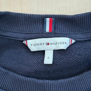 良品 TOMMY HILFIGER トミーヒルフィガー クルーネック 長袖 スウェット トレーナー ネイビー 刺繍ロゴ メンズ Sサイズの画像4