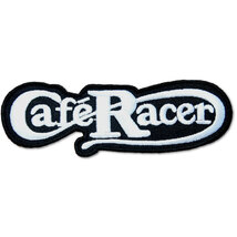 刺繍アイロンワッペン パッチ【Cafe Racer/カフェレーサー】文字 黒 白 英語 バイク バイカー オートバイ スラング アイロン接着 糊付き_画像2