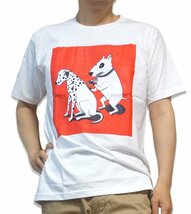 【XL】おもしろ Ｔシャツ タトゥードッグ 半袖 白 犬 ダルメシアン ブルテリア 綿100% プリント 面白Ｔシャツ UNFLEDGED_画像4