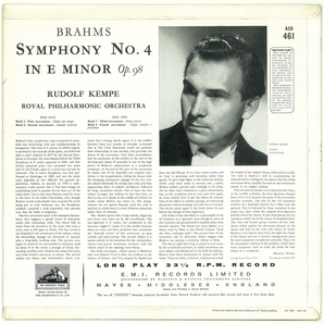 英HMV ASD461 ブラームス「交響曲第4番」 ケンペ ロイヤル・フィルの画像2