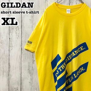 ギルダン US アメリカ古着 英字 両面 袖 プリント 半袖Tシャツ XL