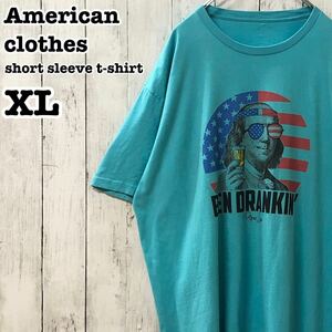 US アメリカ古着 ベンジャミン・フランクリン 人物系 プリント 半袖Tシャツ XL