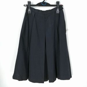 1円 スクールスカート 夏物 w60-丈60 黒 中学 高校 プリーツ 学生服 制服 女子 中古 HK4218