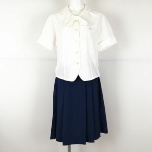 1円 ブラウス スカート 上下2点セット L トンボ 夏物 女子 学生服 中学 高校 白 M.YURIKO 制服 中古 ランクC EY8114