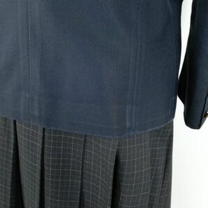 1円 ブレザー チェックスカート 紐タイ 上下4点セット 富士ヨット 冬物 女子 学生服 大阪文の里中学 紺 中古 ランクC EY8640の画像3