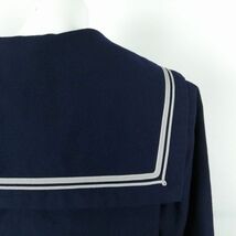 1円 セーラー服 スカート スカーフ 上下3点セット 冬物 グレー3本線 女子 学生服 大阪四天王寺学園中学高校 紺 制服 中古 ランクC EY8735_画像3