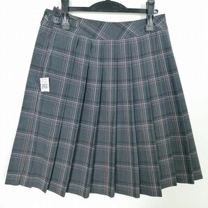 1円 スクールスカート 大きいサイズ 夏物 w72-丈59 チェック 中学 高校 プリーツ 学生服 制服 女子 中古 IN4734の画像2