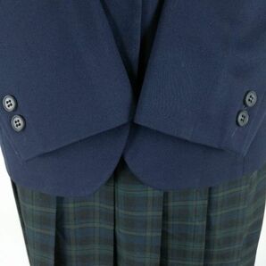 1円 ブレザー チェックスカート リボン 上下4点セット 大きいサイズ カンコー 冬物 女子 学生服 大阪刀根山高校 紺 中古 ランクB EY8659の画像3