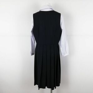 1円 ジャンパースカート 紐タイ L バスト92 ウエスト80 冬物 女子 学生服 中学 高校 紺 制服 中古 ランクB EY8770の画像2