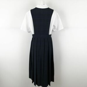 1円 ジャンパースカート 紐タイ ウエスト78 トンボ 夏物 女子 学生服 中学 高校 制服 中古 ランクC EY8231の画像2