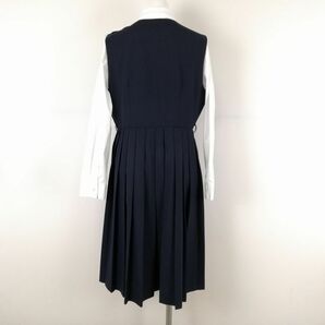 1円 ジャンパースカート 紐タイ バスト98 ウエスト82 冬物 女子 学生服 中学 高校 紺 制服 中古 ランクC EY9072の画像2