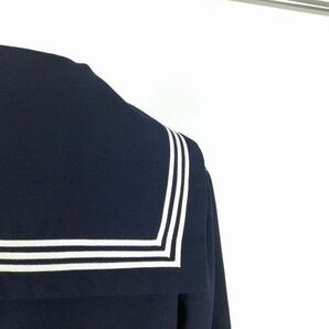 1円 セーラー服 スカート スカーフ 上下3点セット 冬物 白3本線 女子 学生服 中学 高校 紺 制服 中古 ランクC EY8873の画像3