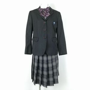 1円 ブレザー チェックスカート 上下4点セット カンコー 冬物 女子 学生服 大阪関西大学北陽中学高校 グレー 制服 中古 ランクB EY9452の画像1