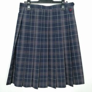 1円 スクールスカート 大きいサイズ 夏物 w72-丈64 チェック 福岡若松高校 プリーツ 学生服 制服 女子 中古 IN4800