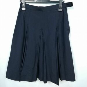 1円 スクールスカート 大きいサイズ 夏物 w72-丈59 紺 中学 高校 プリーツ 学生服 制服 女子 中古 HK5920