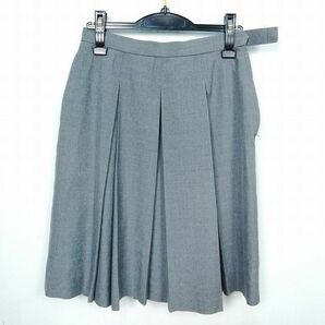 1円 スクールスカート 夏物 w69-丈57 グレー 中学 高校 プリーツ 学生服 制服 女子 中古 HK5946の画像1