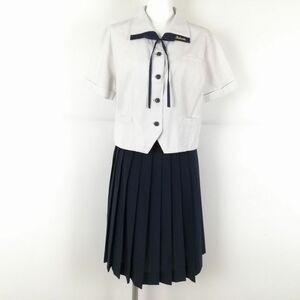 1円 ブラウス スカート 紐タイ 上下3点セット 夏物 女子 学生服 中学 高校 白 制服 中古 ランクC EY9352