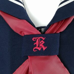 1円 セーラー服 ジャンパースカート スカーフ 上下3点セット 冬物 白3本線 女子 学生服 兵庫鹿島中学 紺 制服 中古 ランクC EY9463の画像5