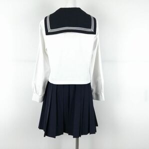 1円 セーラー服 スカート 上下3点セット カンコー 中間服 白3本線 女子 学生服 佼成学園女子中学高校 白 制服 中古 ランクC EY9676の画像2