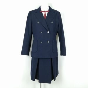 1円 ブレザー スカート 紐タイ 上下4点セット 175A 大きいサイズ 冬物 女子 学生服 東京日野第四中学 紺 制服 中古 ランクC EY9682