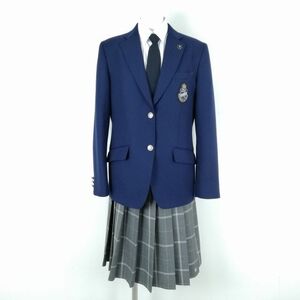 1円 ブレザー チェックスカート 上下4点セット 指定 170A カンコー 冬物 女子 東京武蔵野大学中学高校 紺 制服 中古 ランクC EY9719