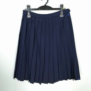 1円 スクールスカート 夏物 w69-丈59 紺 中学 高校 プリーツ 学生服 制服 女子 中古 IN4970の画像1