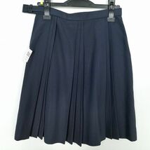 1円 スクールスカート 夏物 w69-丈53 紺 中学 高校 プリーツ 学生服 制服 女子 中古 IN4901_画像2