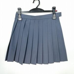 1円 スクールスカート 夏物 w63-丈39 ストライプ 中学 高校 マイクロミニ プリーツ 学生服 制服 女子 中古 IN4997