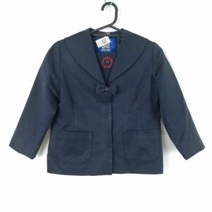 1円 セーラー服 リボン 上着 125A 富士ヨット 冬物 女子 学生服 中学 高校 紺 制服 中古 ランクC EY9360