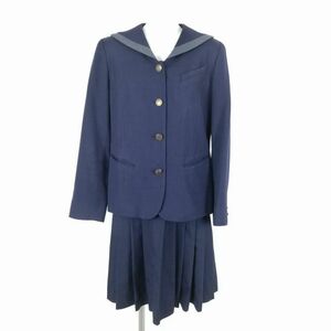 1円 セーラー服 ジャンパースカート 上下2点セット LT 大きいサイズ 冬物 柄1本線 女子 学生服 大阪宣真高校 紺 制服 中古 ランクC EY9571