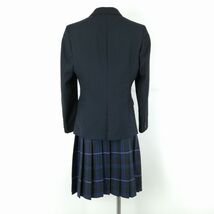 1円 ブレザー チェックスカート ネクタイ 上下4点セット 指定 M トンボ 冬物 女子 学生服 桐蔭学園中学高校 紺 制服 中古 ランクB EY9751_画像2