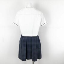 1円 セーラー服 チェックスカート スカーフ 上下3点セット 夏物 女子 学生服 熊本鹿本高校 白 制服 中古 ランクB EY9566_画像2